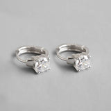 925 Silver CZ Hoop Earrings Women