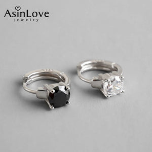 925 Silver CZ Hoop Earrings Women