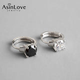 925 Silver CZ Hoop Earrings Women