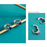 925 Silver CZ Hoop Earrings Women