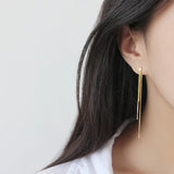 925 Silver Tassel Drop Earrings for Women Fine Jewelry