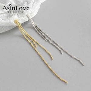 925 Silver Tassel Drop Earrings for Women Fine Jewelry