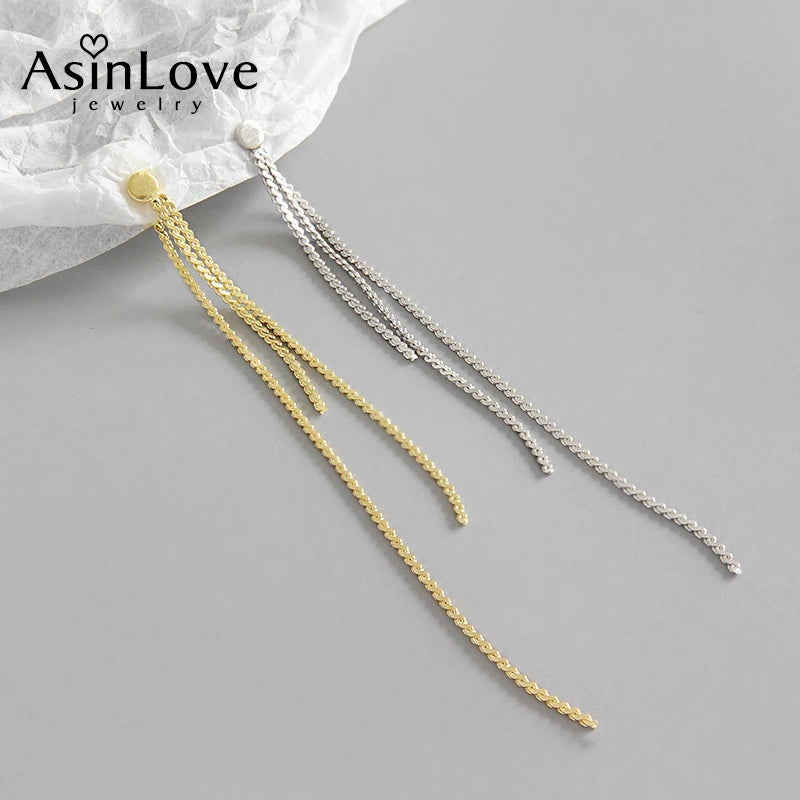 925 Silver Tassel Drop Earrings for Women Fine Jewelry