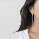 925 Silver Tassel Drop Earrings for Women Fine Jewelry