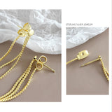 925 Silver Tassel Drop Earrings for Women Fine Jewelry