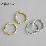 925 Silver Round Twist Hoop Earrings for Women