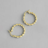 925 Silver Round Twist Hoop Earrings for Women