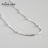 925 Silver Snake Bone Beads Necklace for Women Gift