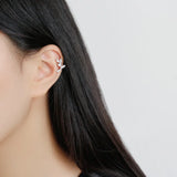 Zircon Leaves Ear Clip Earrings 925 Silver Women Gift Jewelry