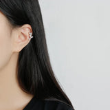 Zircon Leaves Ear Clip Earrings 925 Silver Women Gift Jewelry