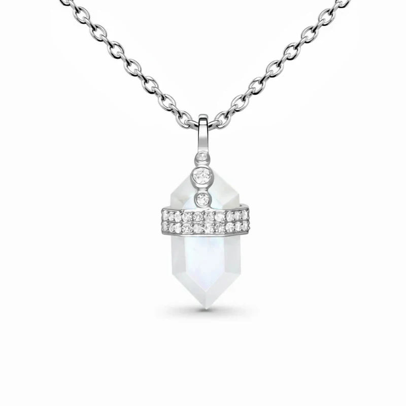 925 Silver Hexagon Moonstone Pendant Necklace