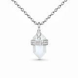 925 Silver Hexagon Moonstone Pendant Necklace