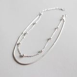 925 Silver Snake Bone Double Layer Anklet for Women Dainty Summer Jewelry