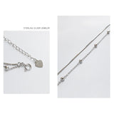 925 Silver Snake Bone Double Layer Anklet for Women Dainty Summer Jewelry