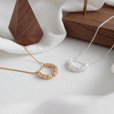 Silver Concave-convex Half Circle Pendant Necklace 925 Sterling Silver