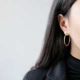 Minimalist 18K Geometry Circular Hoop 925 Sterling Silver Earrings