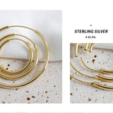 Minimalist 18K Geometry Circular Hoop 925 Sterling Silver Earrings