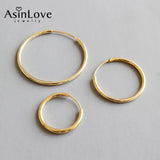 Minimalist 18K Geometry Circular Hoop 925 Sterling Silver Earrings