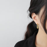 Geometric Elliptical Drop Earrings 925 Sterling Silver Women's Fine Jewelry
