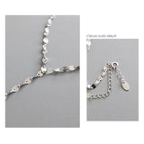 Minimalist Long Tile Necklace Real 925 Sterling Silver Chain
