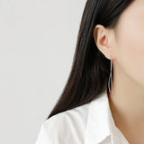 925 Silver S-Shaped Drop Earrings Smooth Line Long Jewelry Gift