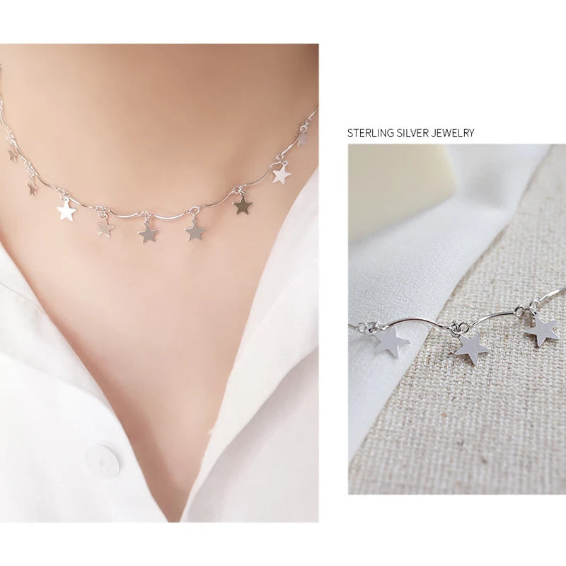 Women's 925 Silver Star Pendant Necklace