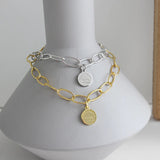 925 Silver Anklet Geometry Round Tag 18K Anklet Women Jewelry