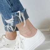 925 Silver Double Layer Beads Anklet for Women and Girls