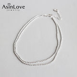 925 Silver Double Layer Beads Anklet for Women and Girls