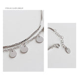 925 Silver Anklet Round Charms Box Chain Jewelry for Women