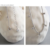 925 Silver Anklet Round Corn Cord Beads Fine Jewelry