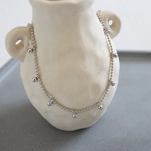 925 Silver Anklet Round Corn Cord Beads Fine Jewelry