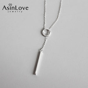 925 Silver Chain Geometric Round Necklace for Women