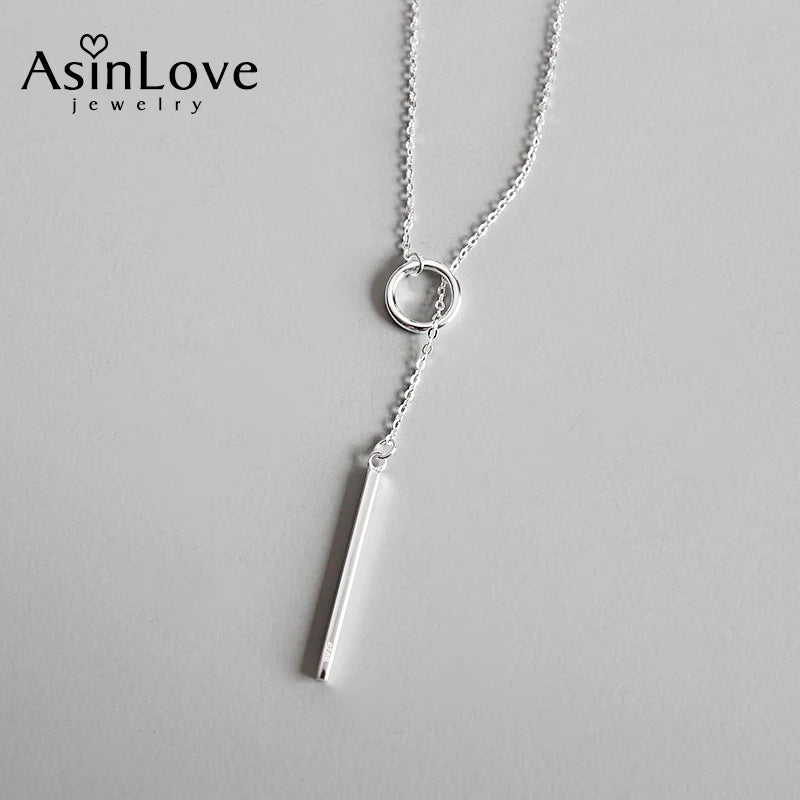 925 Silver Chain Geometric Round Necklace for Women