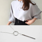 925 Silver Chain Geometric Round Necklace for Women