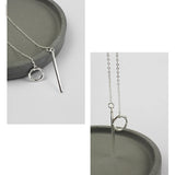 925 Silver Chain Geometric Round Necklace for Women