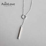 925 Silver Chain Geometric Round Necklace for Women
