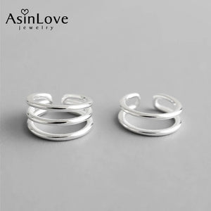925 Silver Double Layer Line Clip Earrings Minimalist