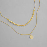 925 Silver Double Layer Round Pendant Necklace - 18K Shining Jewelry