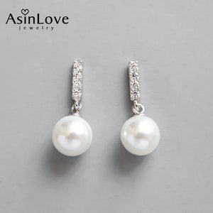 Romantic Zircon Drop Earrings Shell Bead Women Gift Jewelry Brincos