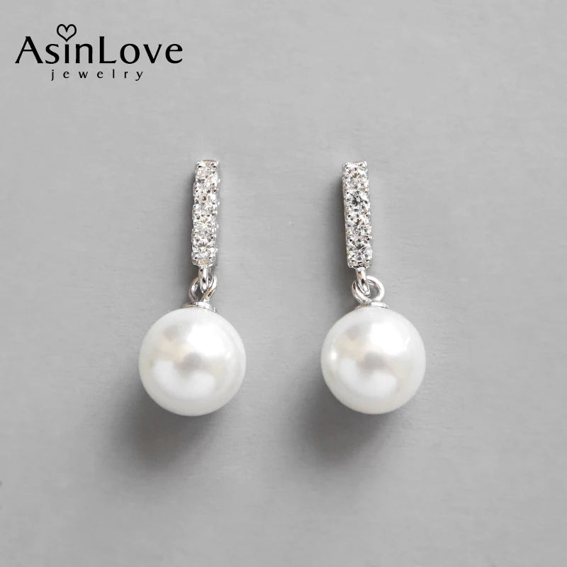 Romantic Zircon Drop Earrings Shell Bead Women Gift Jewelry Brincos