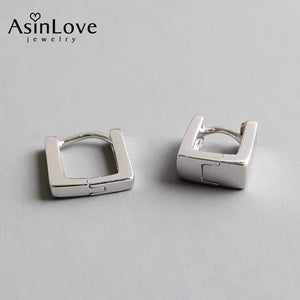 925 Silver Geometric Square Stud Earrings for Women