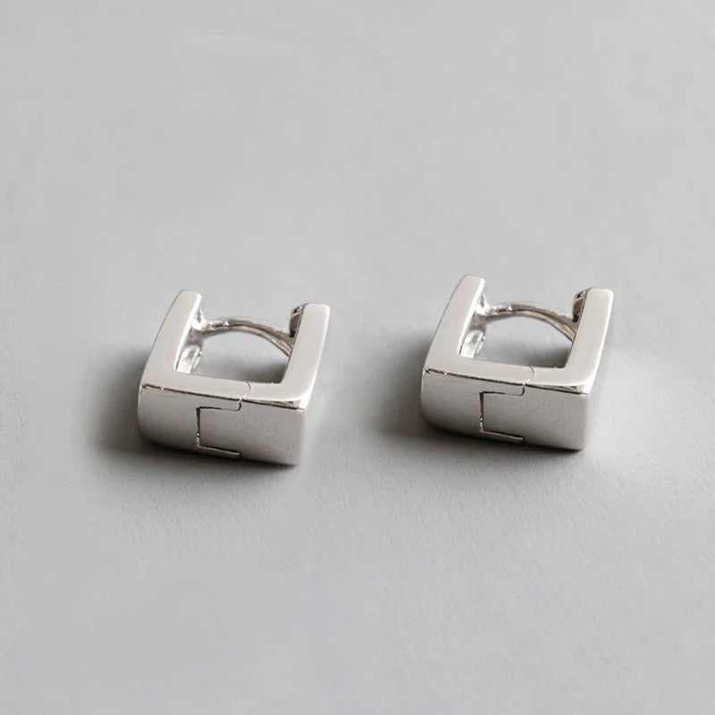 925 Silver Geometric Square Stud Earrings for Women