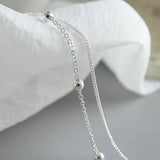 925 Silver Beads Double Layer Anklet All-match Fine Jewelry