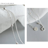 925 Silver Beads Double Layer Anklet All-match Fine Jewelry