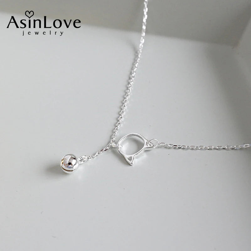 925 Sterling Silver Cat Bell Anklet for Women
