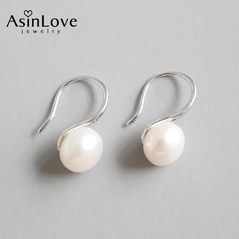 925 Silver Freshwater Pearl Drop Earrings