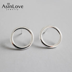 925 Sterling Silver Round Stud Earrings Minimalist Circle Earrings