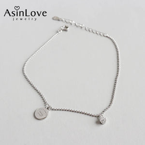 925 Silver Letter Zircon Anklet for Women Party Jewelry
