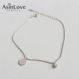 925 Silver Letter Zircon Anklet for Women Party Jewelry